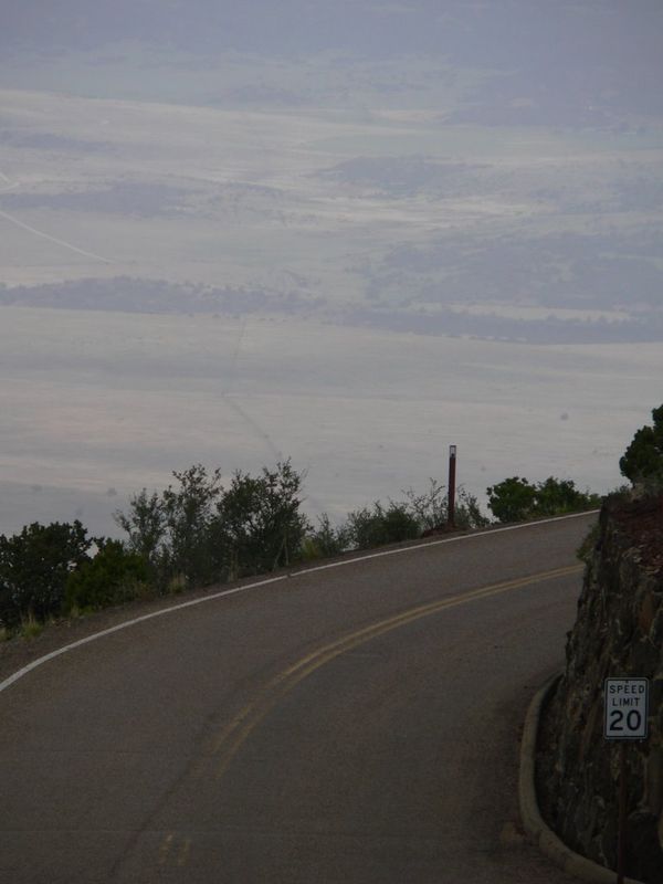 The road going back down the volcano