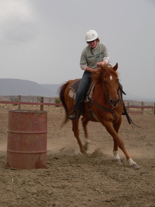 Ellen in the barrel races